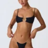 Sanibel Chain-Embellished Cut-Out Bikini Top in Black