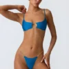 Sanibel Chain-Embellished Cut-Out Bikini Top in Ocean Blue