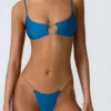 Sanibel Chain-Embellished Cut-Out Bikini Top in Ocean Blue