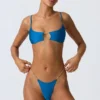 Sanibel Chain-Embellished Cut-Out Bikini Top in Ocean Blue