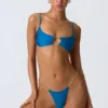 Sanibel Chain-Embellished Cut-Out Bikini Top in Ocean Blue