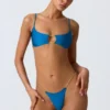 Sanibel Chain-Embellished Cut-Out Bikini Top in Ocean Blue