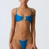 Sanibel Chain-Embellished Cut-Out Bikini Top in Ocean Blue