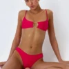 Sanibel Chain-Embellished Cut-Out Bikini Top in Raspberry Pink