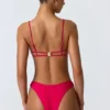 Sanibel Chain-Embellished Cut-Out Bikini Top in Raspberry Pink