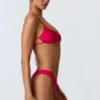 Sanibel Chain-Embellished Cut-Out Bikini Top in Raspberry Pink