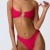 Sanibel Chain-Embellished Cut-Out Bikini Top in Raspberry Pink