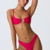 Sanibel Chain-Embellished Cut-Out Bikini Top in Raspberry Pink