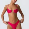Sanibel Chain-Embellished Cut-Out Bikini Top in Raspberry Pink