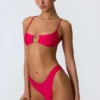 Sanibel Chain-Embellished Cut-Out Bikini Top in Raspberry Pink