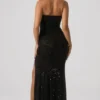 Sansel Embellished Halterneck Gown in Black