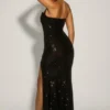 Sansel Embellished Halterneck Gown in Black