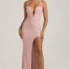 Sansel Embellished Halterneck Gown in Lavender Pink