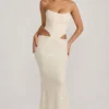 Saphira Embellished Cut-Out Draped Corset Gown in White