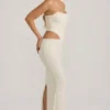 Saphira Embellished Cut-Out Draped Corset Gown in White