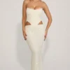 Saphira Embellished Cut-Out Draped Corset Gown in White