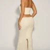 Saphira Embellished Cut-Out Draped Corset Gown in White