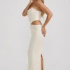 Saphira Embellished Cut-Out Draped Corset Gown in White