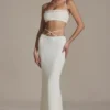 Sardinia Embellished Strappy Maxi Skirt in White