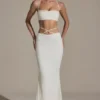 Sardinia Embellished Strappy Maxi Skirt in White