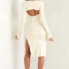 Sawyer Square Neck Long Sleeve Midi Dress in Ivory