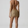 Sayzel Embellished Cut-Out Mini Dress in Gold