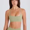 Scoop-Neck Halterneck Sports Bra in Matcha