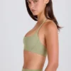 Scoop-Neck Halterneck Sports Bra in Matcha