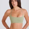 Scoop-Neck Halterneck Sports Bra in Matcha