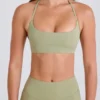 Scoop-Neck Halterneck Sports Bra in Matcha