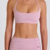 Scoop-Neck Halterneck Sports Bra in Mauve