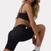 Scoop Neck Lace Up Back FlexiRib Sports Bra in Black