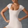 Scoop-Neck Unitard in Washed Cream