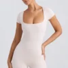 Scoop-Neck Unitard in Washed Cream