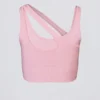Seamless Soft Rib Asymmetric Sports Bra in Powder Pink