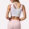 Seamless Soft Rib Asymmetric Sports Bra in White
