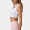 Seamless Soft Rib Asymmetric Sports Bra in White