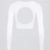 Seamless Soft Rib Cut-Out Crop Top in White