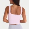 Seamless Soft Rib Square-Neck Tank Top in Powder Pink