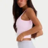 Seamless Soft Rib Square-Neck Tank Top in Powder Pink