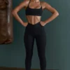 Seamless Strappy Sports Bra in Black
