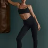 Seamless Strappy Sports Bra in Black