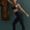 Seamless Strappy Sports Bra in Black
