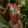 Seersucker Multi-wear Triangle Bikini Top in Seafoam Green