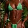Seersucker Multi-wear Triangle Bikini Top in Seafoam Green