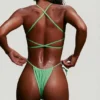 Seersucker Strappy Scoop Bikini Top in Seafoam Green