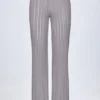 Selara Mid-Rise Flared Trousers in Silver