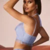 Selena Embellished Cowl Neck Corset in Blue