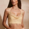 Selena Embellished Cowl Neck Corset in Gold