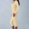 Selene Knit Mid-Rise Capri Trousers in Butter Yellow